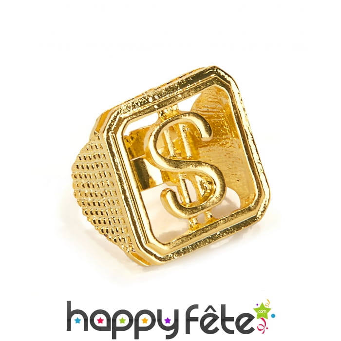 Bague dorée imprimé dollars