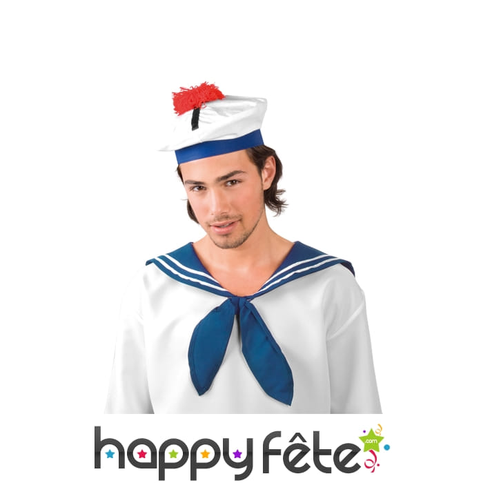 Béret de marin blanc en tissu