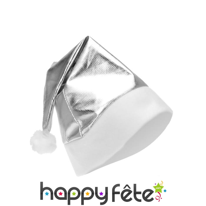 Bonnet de Noël argenté effet métallisé