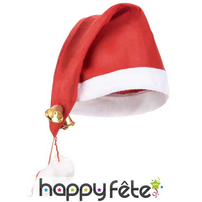 Bonnet de Noël avec double pompon et grelots