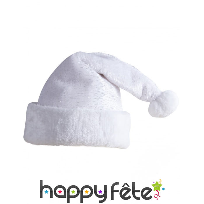 Bonnet de Noël blanc enfant, filaments argentés