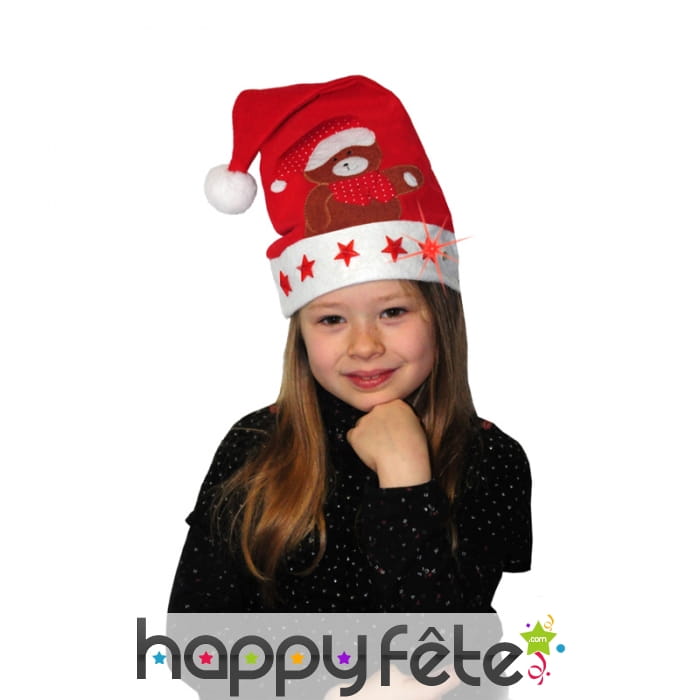 Bonnet de Noël décoré et lumineux pour enfant