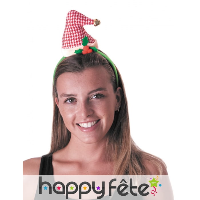 Bonnet de Noël et houx sur serre tête