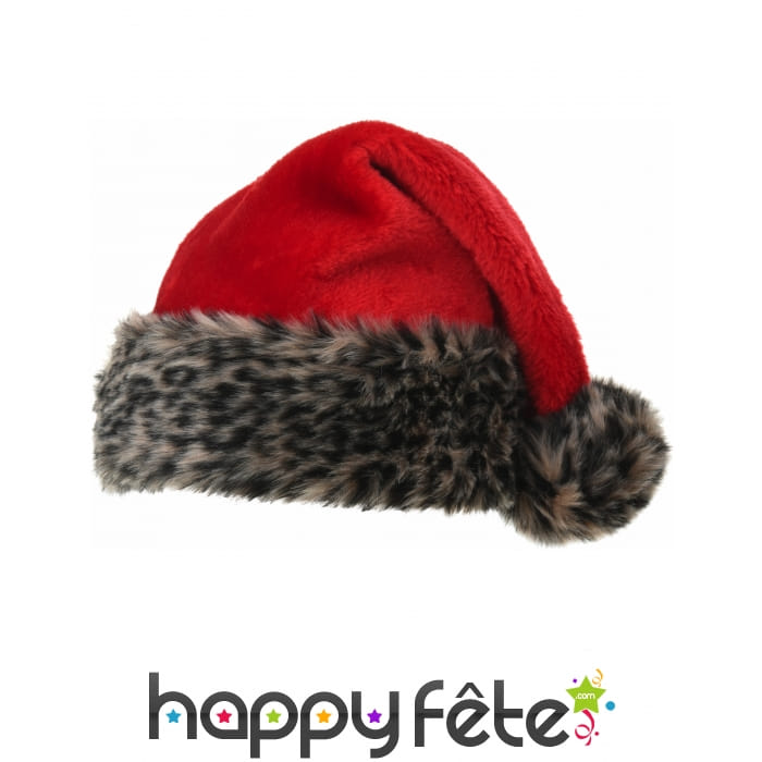 Bonnet de Noel peluche léopard