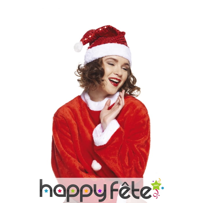 Bonnet de Noël rouge pailleté