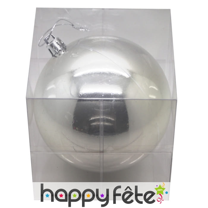 Boule de noel argentée brillante de 10 cm