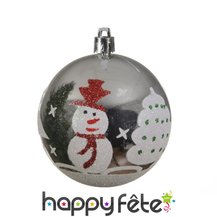 Boule de noël bonhomme de neige de 8cm