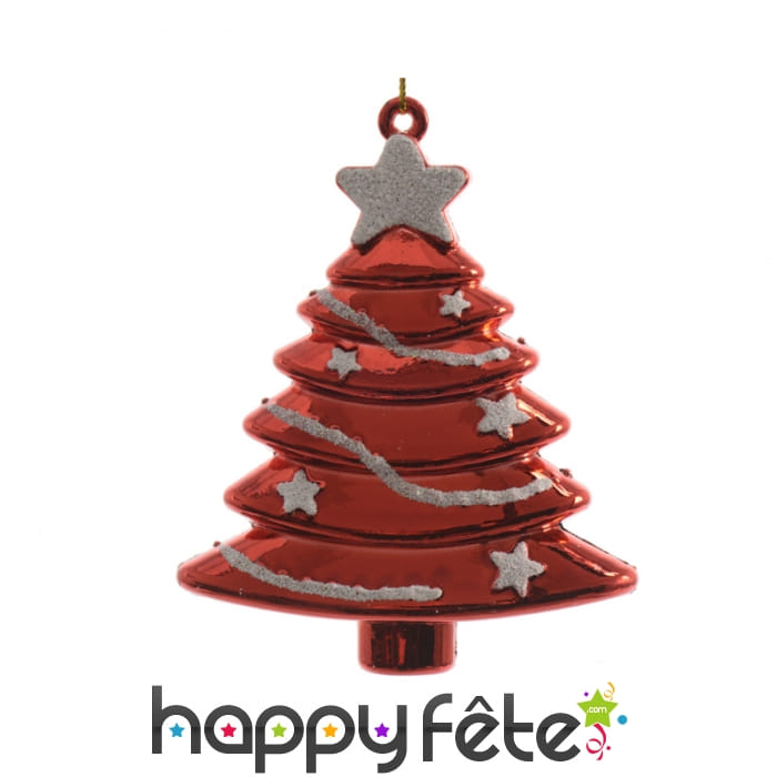 Boule de Noël en forme de sapin rouge 7cm