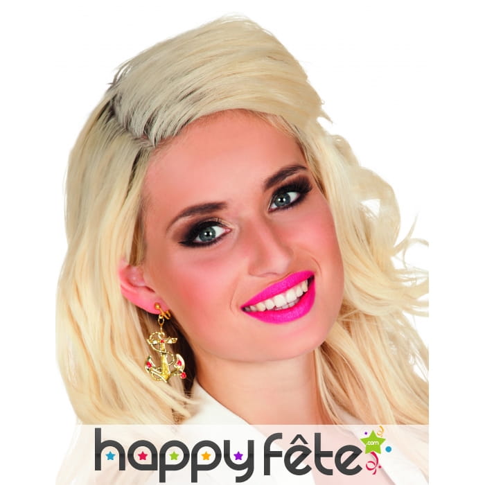 Boucles d'oreilles ancre marine dorée