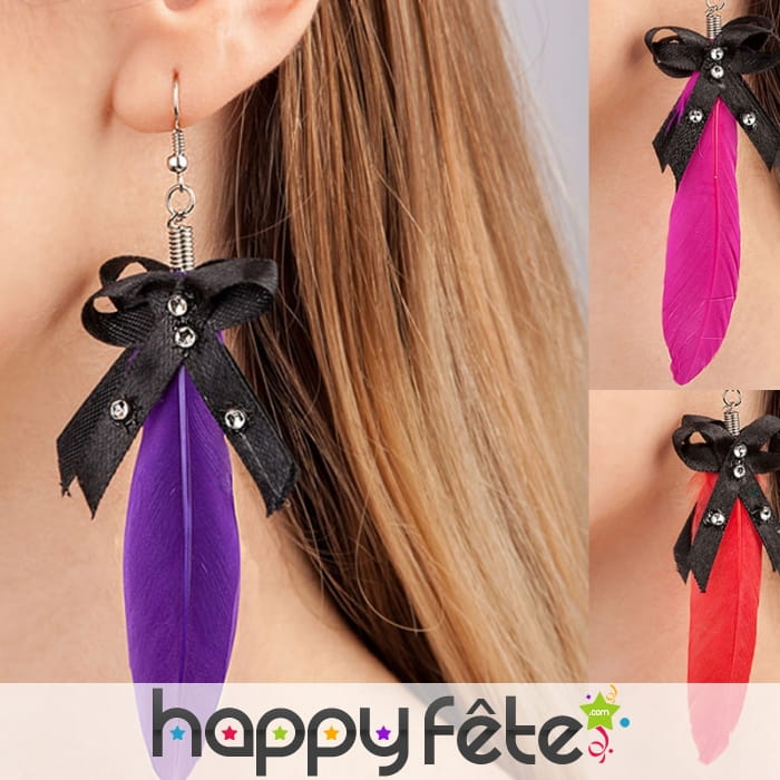 Boucles d'oreilles avec plume adulte