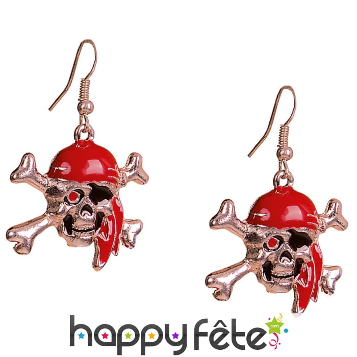 Boucles d'oreilles de pirate, tête de mort