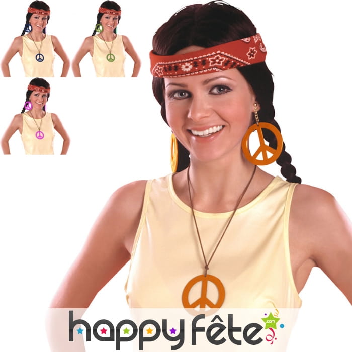 Boucles d'oreilles et collier peace and love