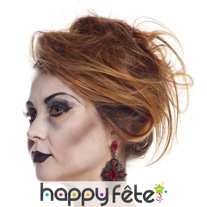 Boucles d'oreilles gothiques dentelle rouge/noir