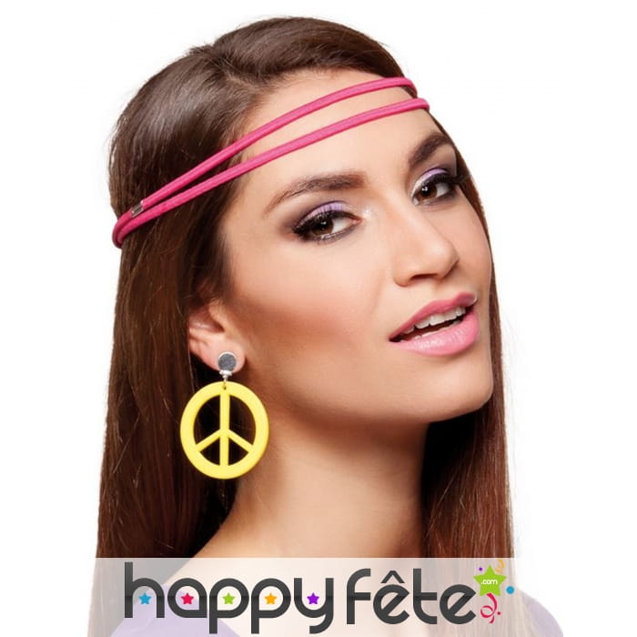 Boucles d'oreilles peace and love jaunes