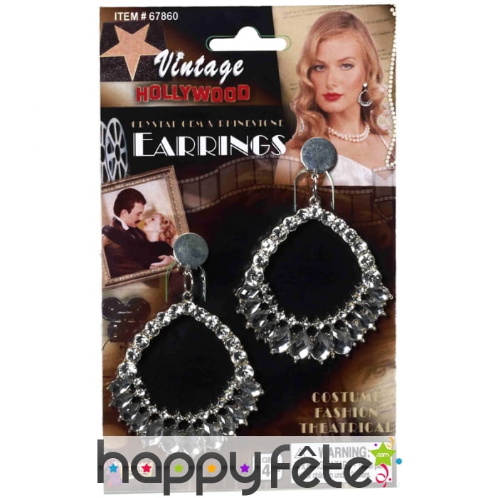 Boucles d'oreilles vintage, faux diamants
