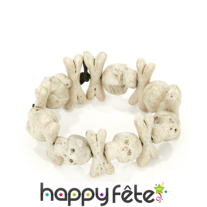 Bracelet d'os et de têtes de mort