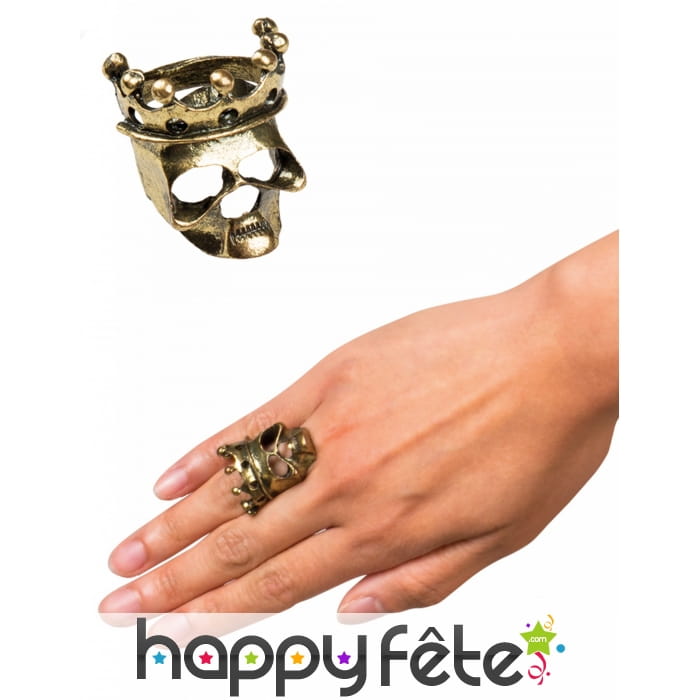 Bague de pirate couronné couleur or