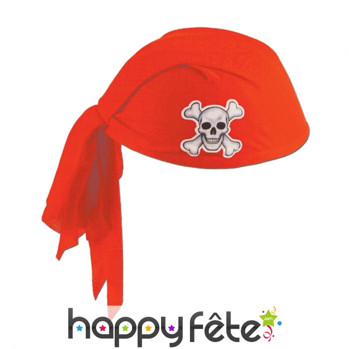 Bandana de pirate rouge tête de mort