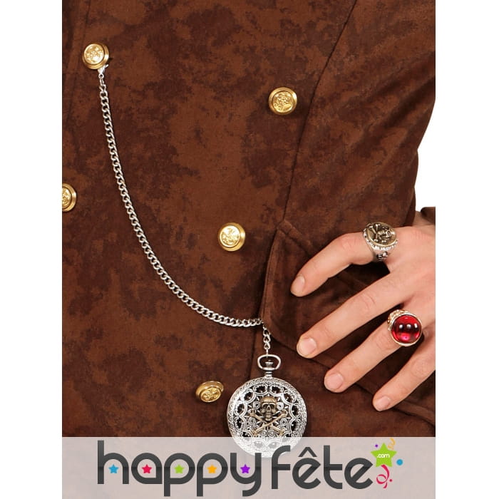Bijou de pirate sur chaine type montre à gousset