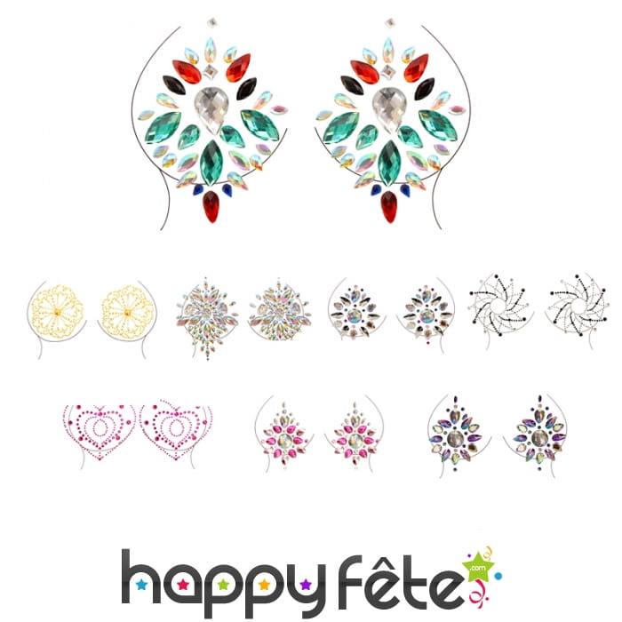 Bijoux de poitrine à coller fantaisie pour adulte