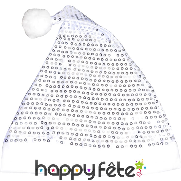 Bonnet de père noël pailletté argent