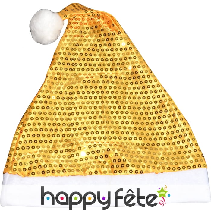 Bonnet de père noël pailletté or