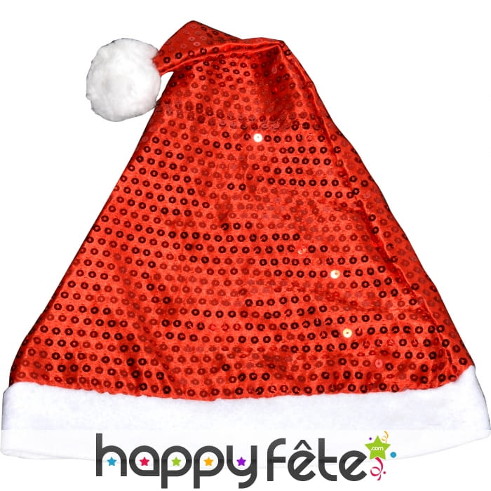 Bonnet de père noël pailletté rouge