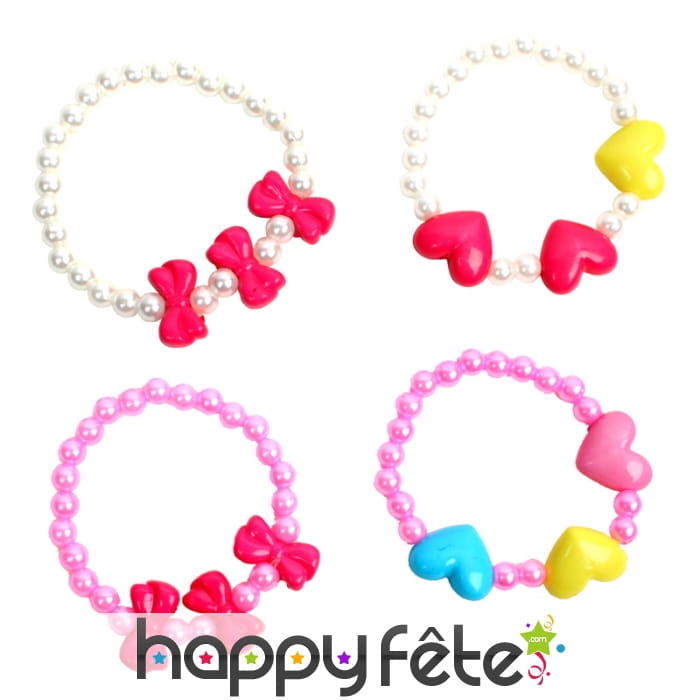 Bracelet de perles en plastique pour petite fille