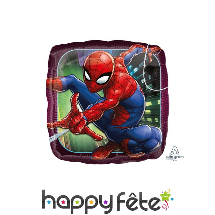 Ballon de Spiderman en action carré de 23 cm
