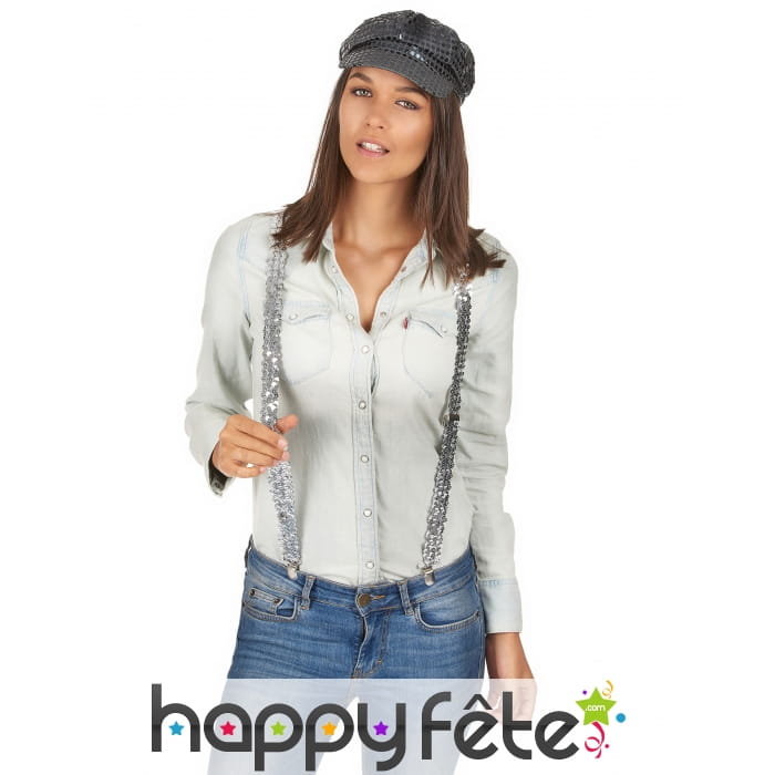 Bretelles de sequins argentés