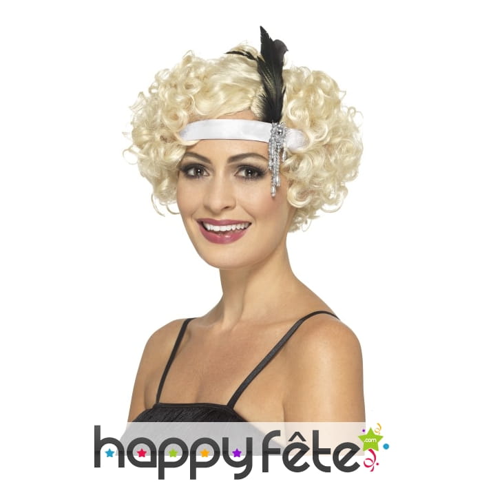 Bandeau de tête blanc en satin, charleston