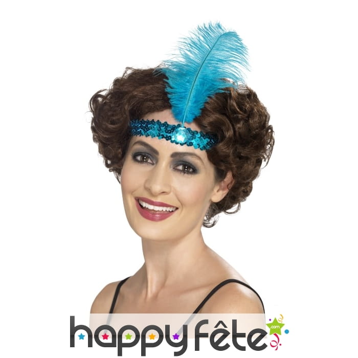 Bandeau de tête bleu années 20, flappers