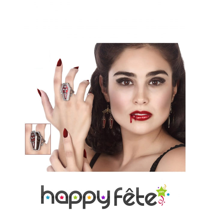 Bague de vampire en forme de cercueil pour femme