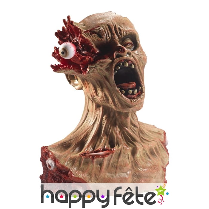Buste de zombie avec oeil explosé, en latex