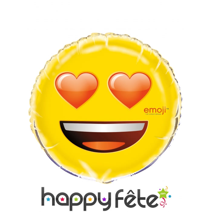 Ballon émoticone coeurs dans les yeux