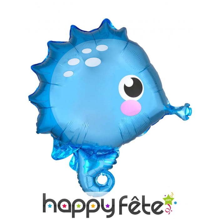 Ballon en forme d'hippocampe bleu de 53cm