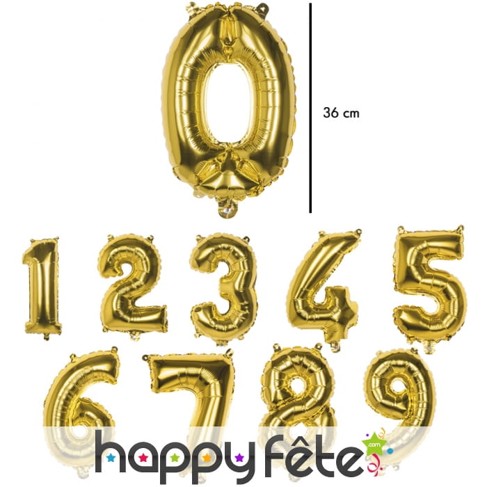 Ballon en forme de chiffre doré de 36 cm
