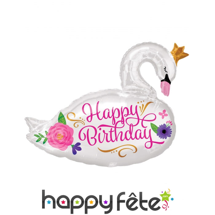 Ballon en forme de Cygne happy birthday,55 x 73 cm