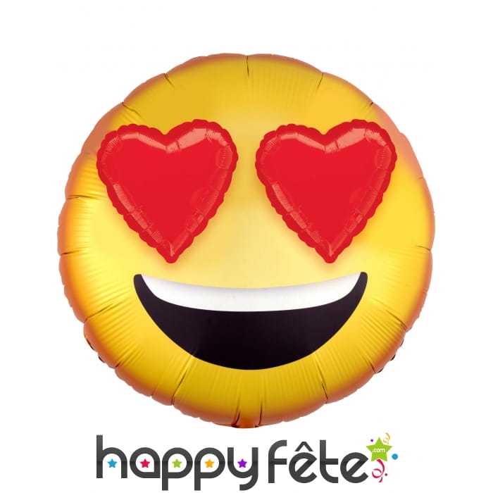 Ballon en forme de smiley amoureux, 43 cm
