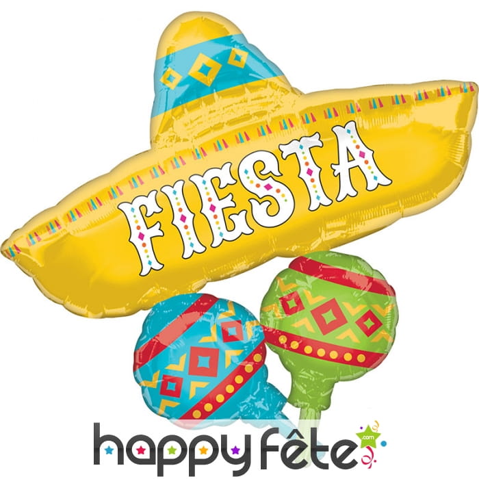 Ballon en forme de sombréro et maracas, 81cm