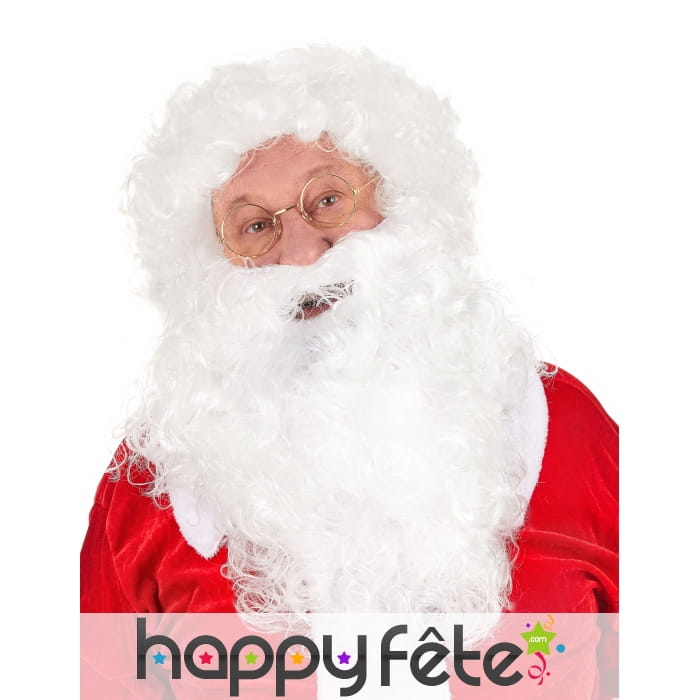 Barbe et perruque blanche bouclée père noel