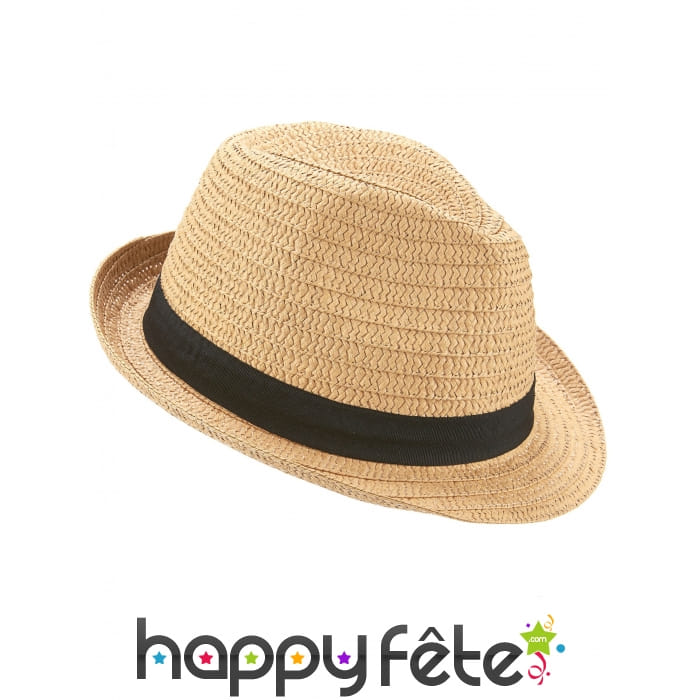 Borsalino en paille avec ruban noir