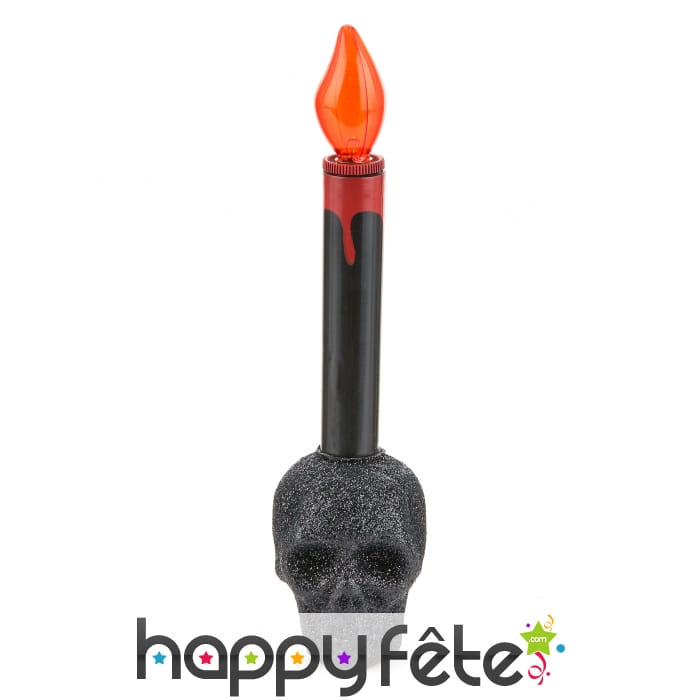 Bougie électrique sur crâne noir pailleté