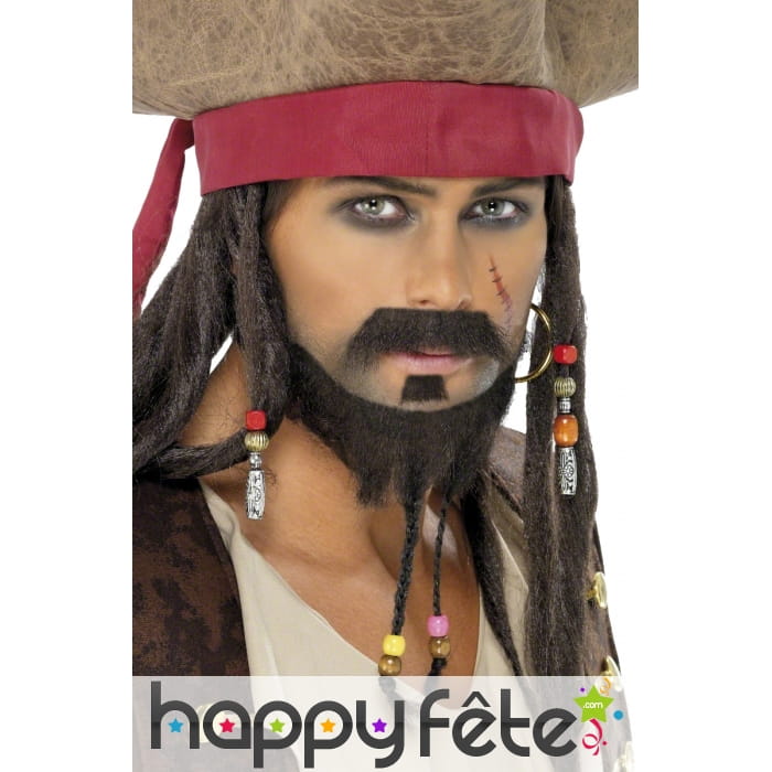 Barbe et tresses de pirate marron