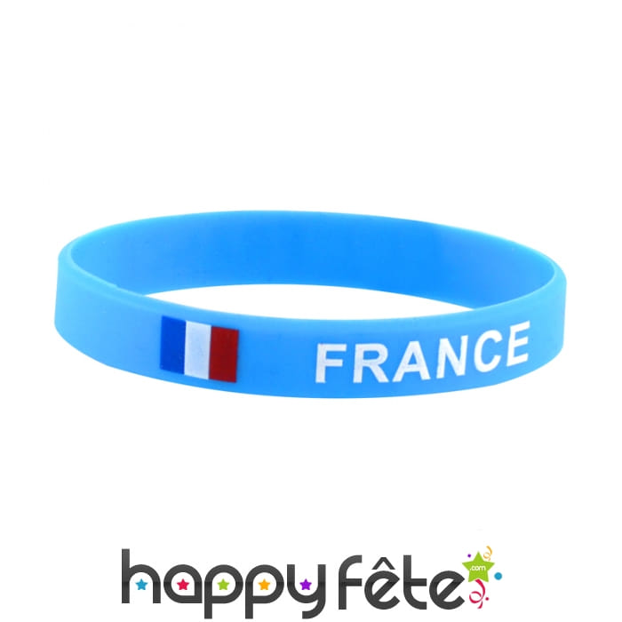 Bracelet France avec drapeau, silicone bleu