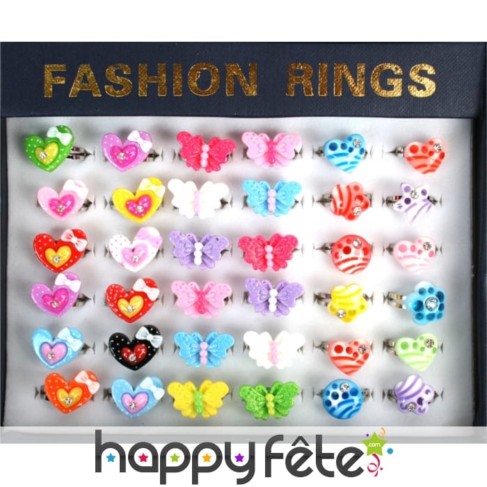 Bague fantaisie réglable assortis