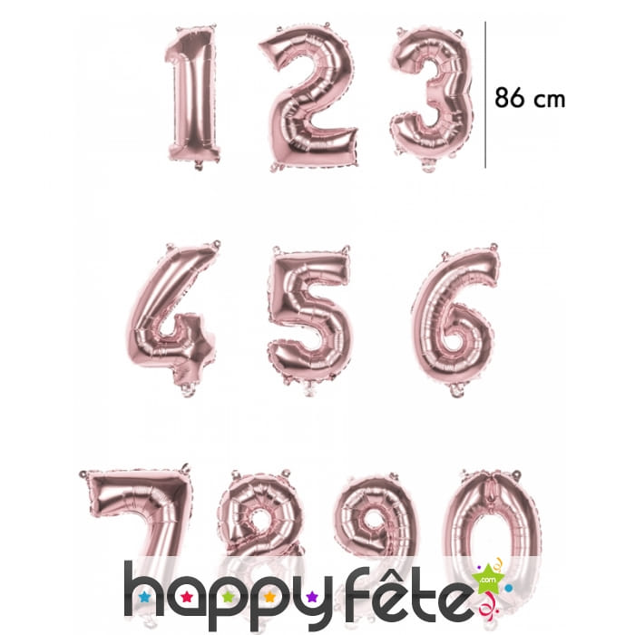 Ballon géant chiffre rose métallisé de 86 cm