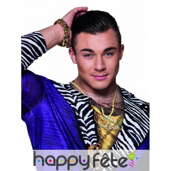 Bracelet grosse chaine dorée effet bling bling