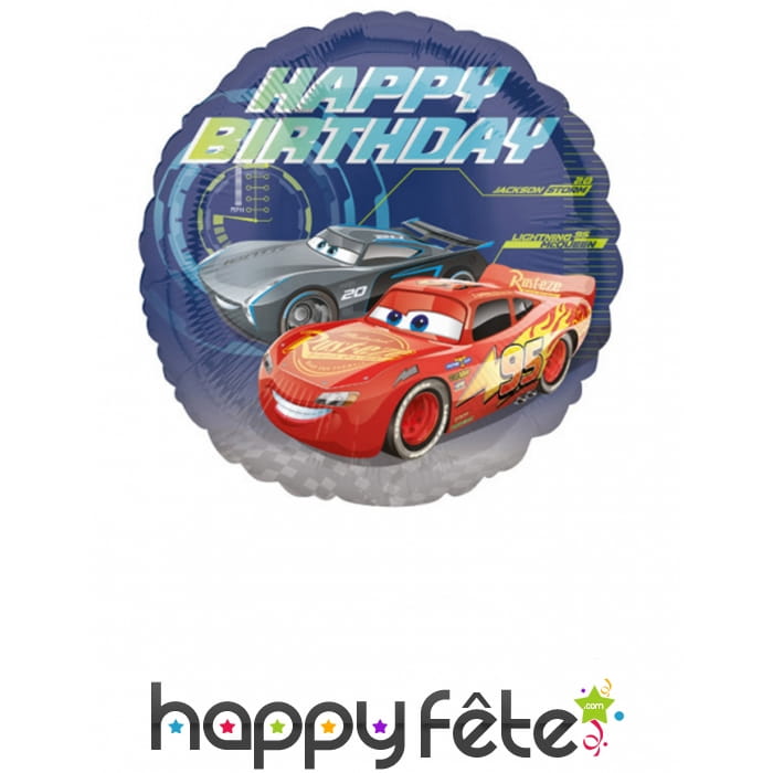 Ballon Happy Birthday Cars rond de 43cm