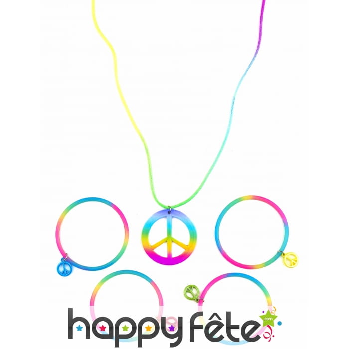 Bracelets hippie multicolores et collier